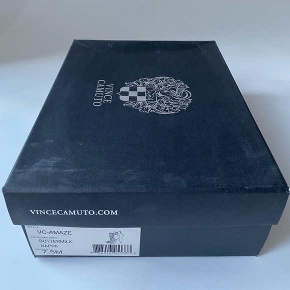 cream leather Vince Camuto woven high heel peek toe ankle bootie - Picture 9 of 9